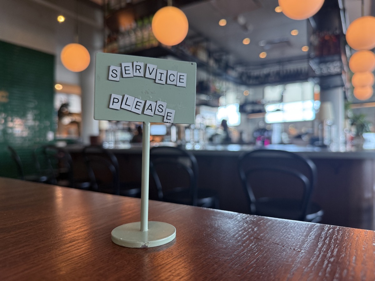 Table flag at Work From Shy Bird South Boston